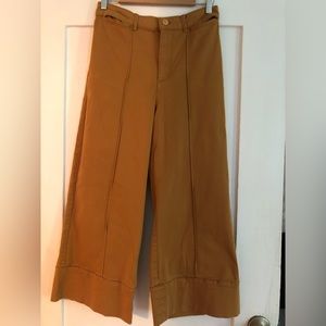 Chino By Anthropologie Wide Leg slight Crop Pant Rust Orange Front Seam Stretch